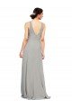 Outlet V-Neck Chiffon Bridesmaid Dress with Illusion Gathered Bodice