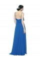 Outlet Spaghetti Strap Chiffon Bridesmaids Dress with Asymmetrical Ruffle and Front Slit