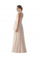 Outlet Tie Neck Long Chiffon A-Line Bridesmaid Dress with Sheer Back