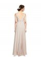 Outlet Long V-Neck Chiffon Bridesmaids Dress with Double Straps