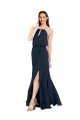 Outlet Grecian Style Halter Chiffon Bridesmaid Dress with Keyhole and Slit