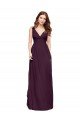 Outlet Plunging V-Neckline Long Chiffon Bridesmaid Dress with Deep V-Back