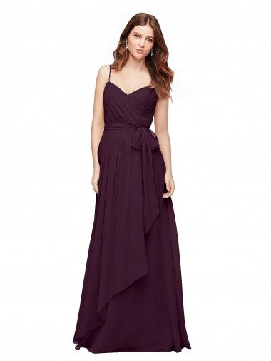 Outlet Wrapped Sweetheart Neckline Long Chiffon Bridesmaid Dress 