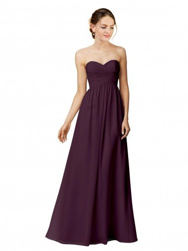Outlet Strapless Chiffon Bridesmaid Dress with Criss Cross Shirred Bodice