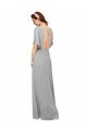 Outlet V-Neck Long Chiffon Bridesmaid Dress with Dolman Sleeved Bodice and Slit