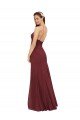 Outlet High Halter Neck Long Chiffon Bridesmaid Dress with Low Scoop Back