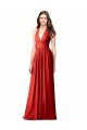 Outlet Halter V-Neck A-Line Chiffon Bridesmaid Dress with Shirred Skirt