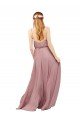 Outlet Long Chiffon Bridesmaid Dress with Spaghetti Strap Bodice