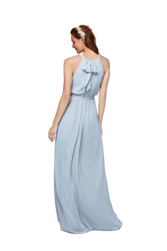 Outlet High Keyhole Neck Long Chiffon Bridesmaid Dress with Slit