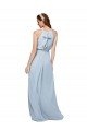 Outlet High Keyhole Neck Long Chiffon Bridesmaid Dress with Slit