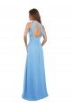 Outlet Chiffon A-Line Bridesmaid Dress with Halter Neck and Ruffled Back Straps