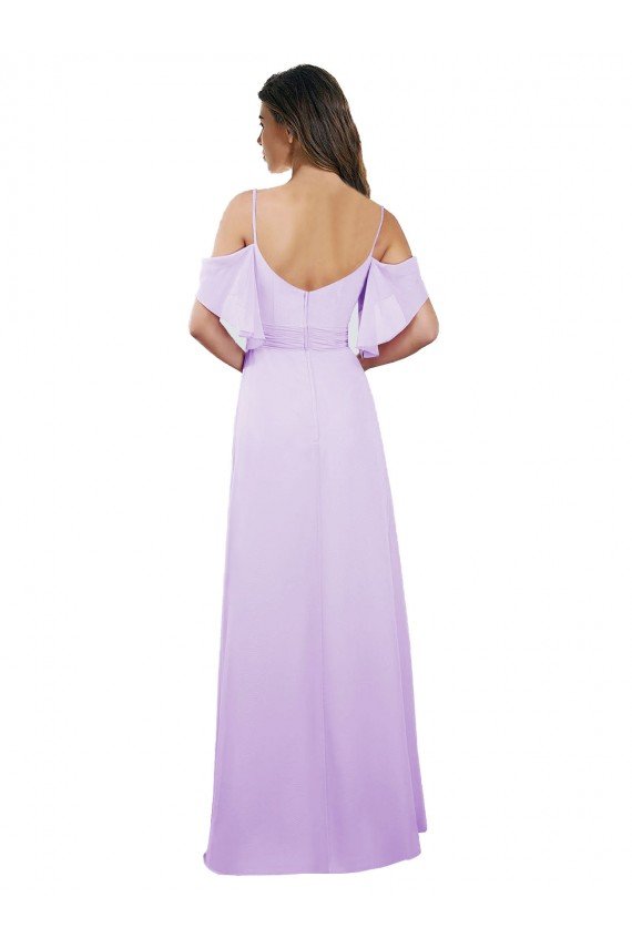 Outlet Chiffon Bridesmaid Dress with Draped Sweetheart Bodice and Off The Shoulder Flounces