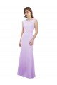 Outlet Chiffon Column Bridesmaid Dress with High Round Neckline and Cap Sleeves