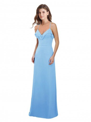 Outlet Slim Chiffon Bridesmaid Dress with Ruffled Sweetheart Neckline