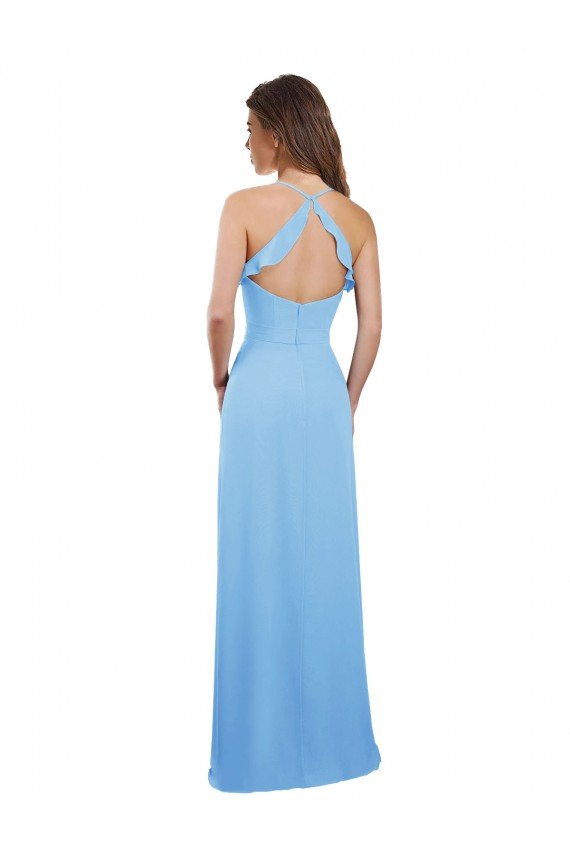 Outlet Slim Chiffon Bridesmaid Dress with Ruffled Sweetheart Neckline