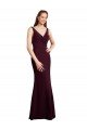 Outlet Floor Length Fluted Chiffon Dress with Draped Bodice and V-Neckline