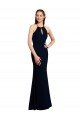 Outlet Fluted Long Chiffon Bridesmaid Dress with Halter Neckline and Keyhole