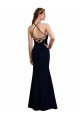 Outlet Fluted Long Chiffon Bridesmaid Dress with Halter Neckline and Keyhole