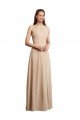 Outlet Draped Halter Neck Long Chiffon Bridesmaid Dress with Tie Back