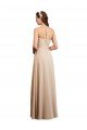 Outlet Draped Halter Neck Long Chiffon Bridesmaid Dress with Tie Back
