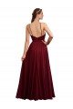 Outlet Long A-Line Halter Neck Chiffon Bridesmaid Dress with Draped Bodice