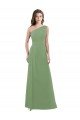 Outlet One Shoulder Chiffon Bridesmaid Dress with Pleats and Side Slit