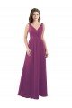 Outlet Long Chiffon A-Line Bridesmaid Dress with V-Neck Wrap Bodice