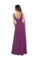 Outlet Long Chiffon A-Line Bridesmaid Dress with V-Neck Wrap Bodice