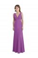 Outlet V-Shaped Neckline Long Chiffon Bridesmaid Dress with Cascading Ruffles Back