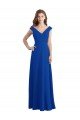 Outlet Draped Shoulder V-Neck Long Chiffon Bridesmaid Dress