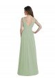 Outlet V-Neck A-Line Long Chiffon Bridesmaid Dress with Draped Bodice