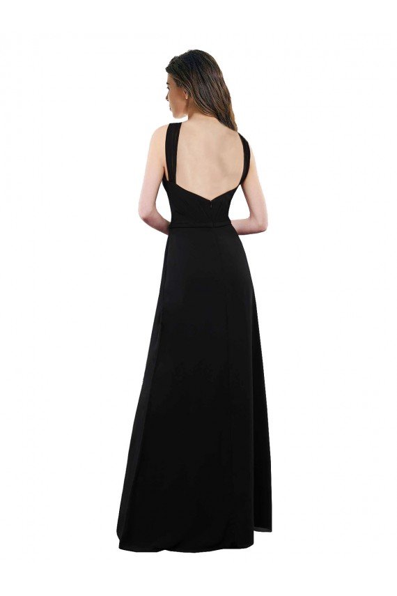 Outlet Chiffon A-Line Bridesmaid Dress with Criss Cross Halter Top