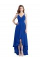 Outlet Draped High Low Chiffon Bridesmaid Dress with Cross Over Bodice