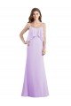Outlet Scoop Neck Long Chiffon Bridesmaid Dress with Cross Over Neckline Flounce
