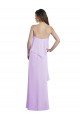 Outlet Scoop Neck Long Chiffon Bridesmaid Dress with Cross Over Neckline Flounce