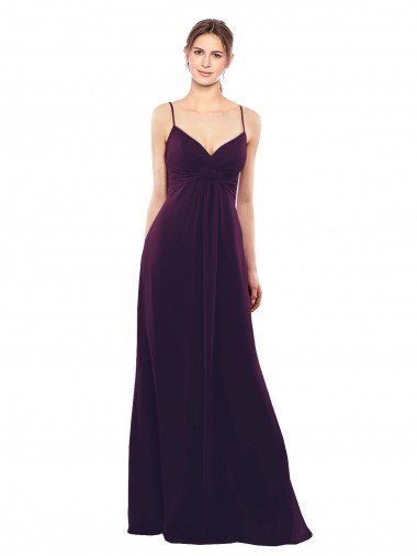 Outlet Floor Length A-Line Chiffon Bridesmaid Dress with Criss Cross Back