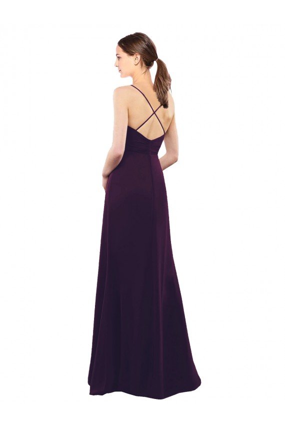 Outlet Floor Length A-Line Chiffon Bridesmaid Dress with Criss Cross Back