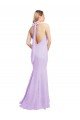 Outlet Chiffon Mermaid Bridesmaid Dress with Back Tie Halter Straps and Side Slit