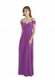 Outlet Cold Shoulder Long Chiffon Bridesmaid Dress with Ruching Details