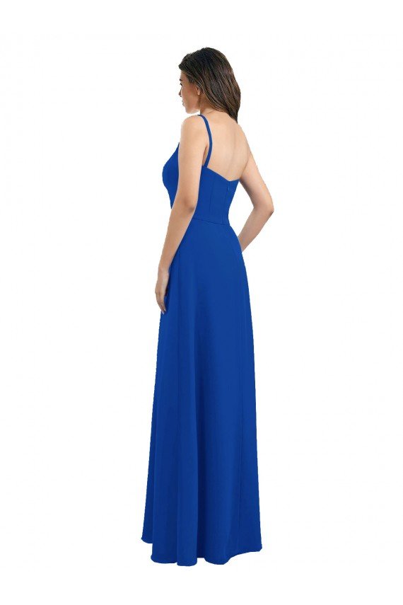 Outlet One Shoulder A-Line Chiffon Bridesmaid Dress with Pleated Bodice