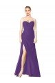 Outlet Strapless Chiffon Bridesmaid Dress with Pleated Wrap Bodice and Side Slit