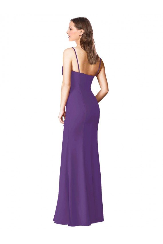Outlet Strapless Chiffon Bridesmaid Dress with Pleated Wrap Bodice and Side Slit