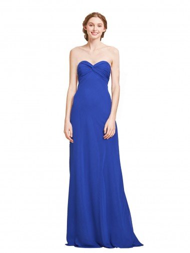 Outlet Sweetheart Neckline Chiffon Ruched Bodice Tie Back Bridesmaid Dress