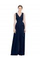 Outlet V-Neck Ruched Chiffon Bridesmaid Dress with Waistband