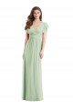 Outlet Flutter Sleeves Draped Wrap V-Neck Chiffon Bridesmaid Dress