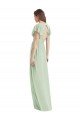 Outlet Flutter Sleeves Draped Wrap V-Neck Chiffon Bridesmaid Dress