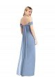 Outlet Full Length Draped Off the Shoulder Maxi Bridesmaid Dress with Shirred Streamer