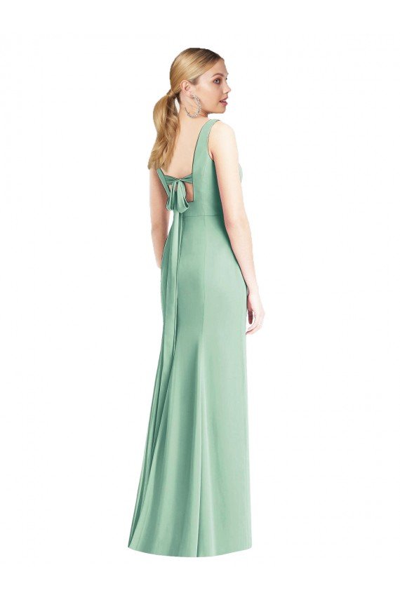 Outlet Sleeveless Tie Back Chiffon Trumpet Chiffon Bridesmaid Dress