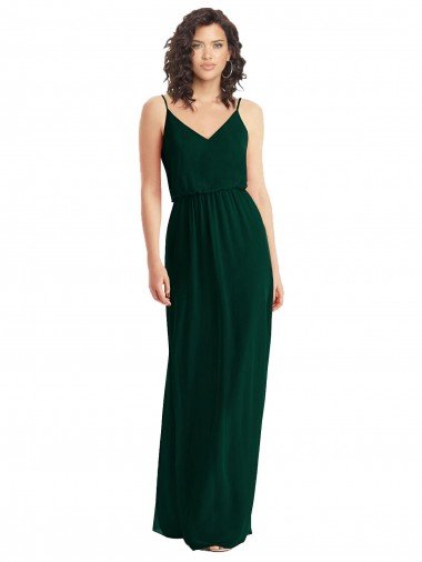 Outlet V-Neck Blouson Bodice Chiffon Maxi Bridesmaid Dress