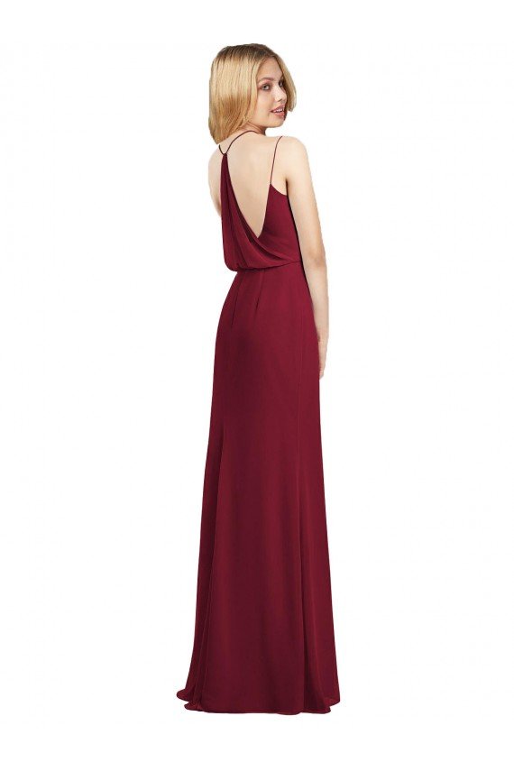 Outlet Full Length Draped Blouson Back Chiffon Maxi Bridesmaid Dress